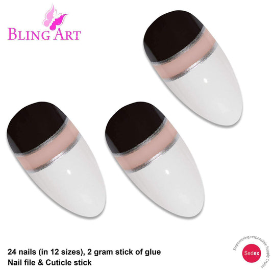 Bling Art Almond Stiletto 24 Acrylic Press-On Nail Set