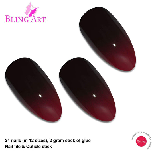 Bling Art Almond Stiletto 24 Acrylic Press-On Nail Set