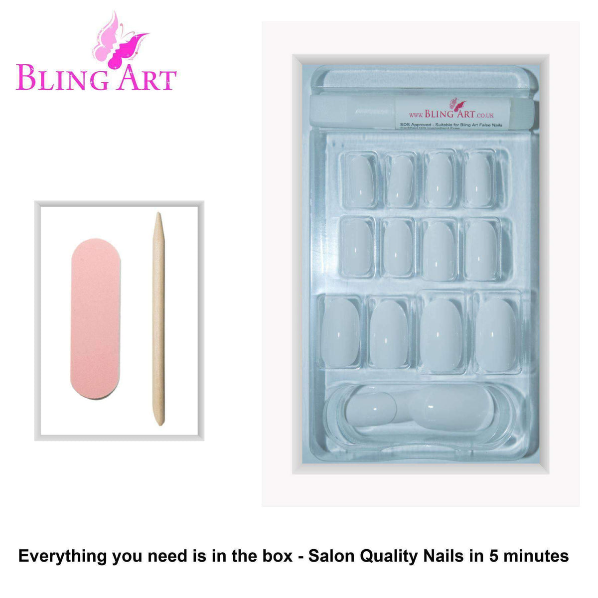 Bling Art Polished Oval Medium 24 Acrylic Press-On Nail Set