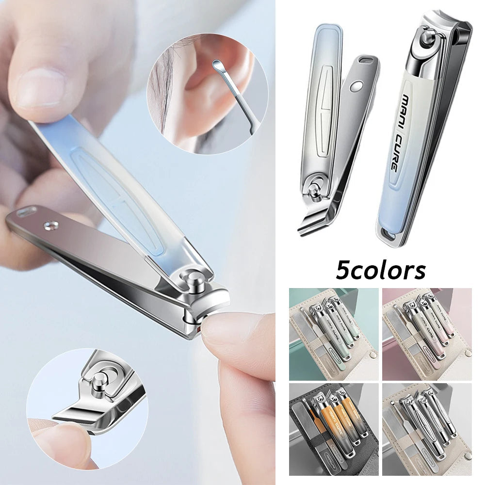 Stainless Steel Nail Clipper Kit in PU Leather Case