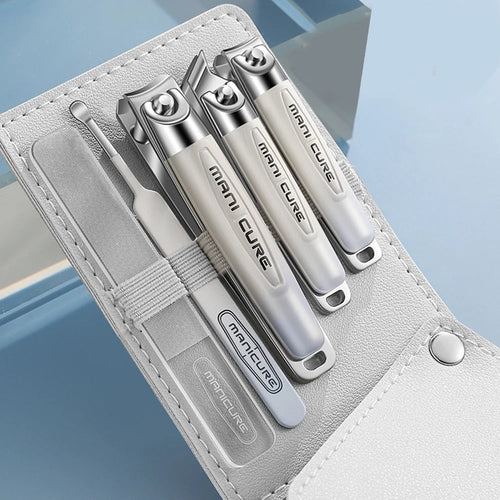 Stainless Steel Nail Clipper Kit in PU Leather Case
