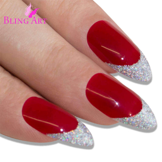 Bling Art Almond Stiletto 24 Acrylic Press-On Nail Set