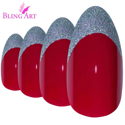 Bling Art Almond Stiletto 24 Acrylic Press-On Nail Set
