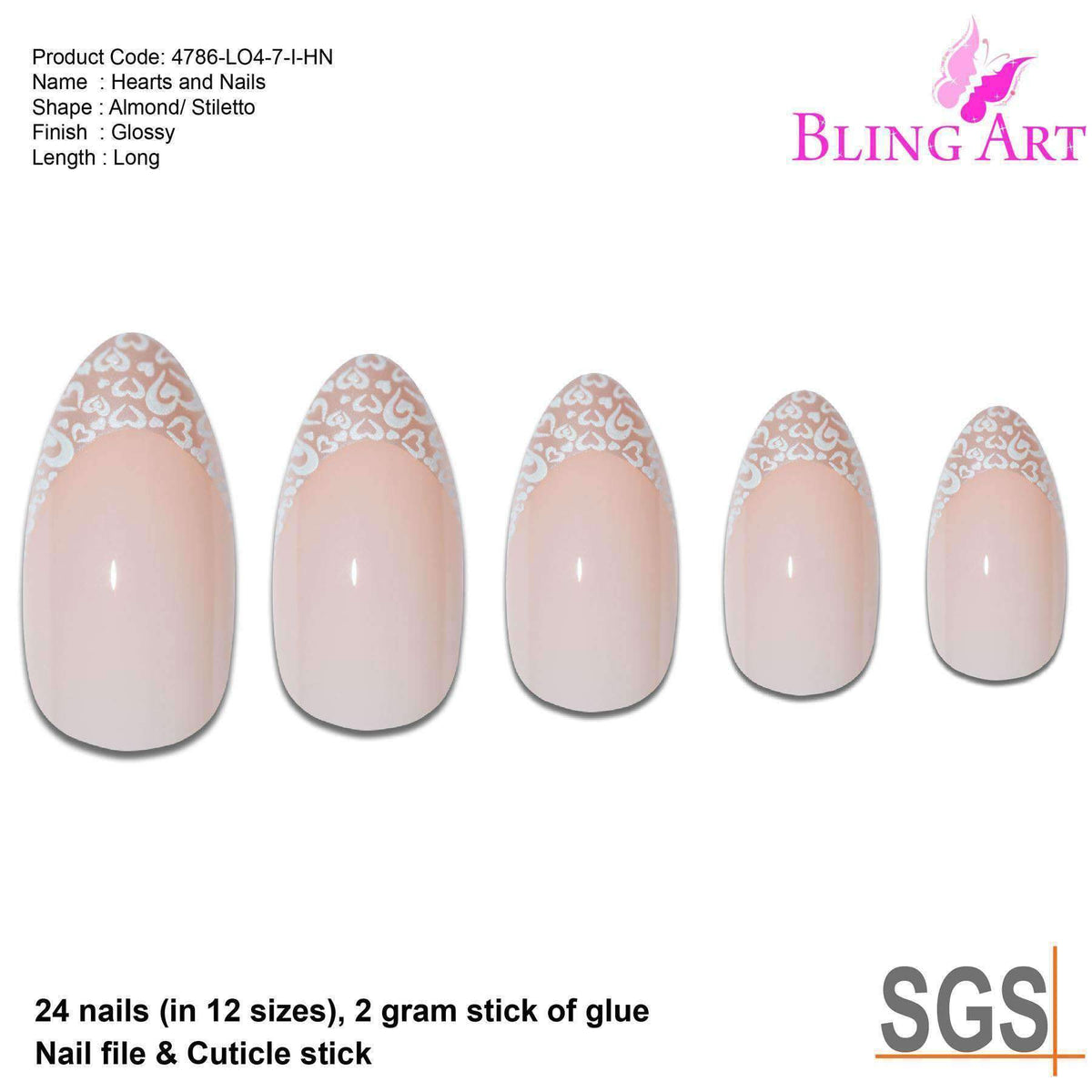 Bling Art Stiletto 24 Acrylic Press-On Nail Set