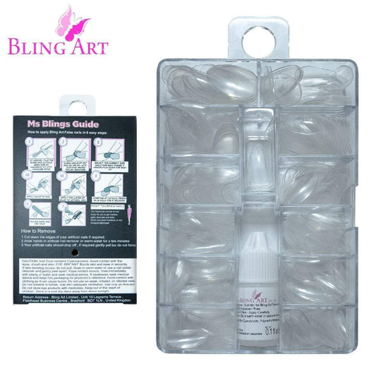 Bling Art 360 Stiletto Almond Long Transparent Acrylic Nails