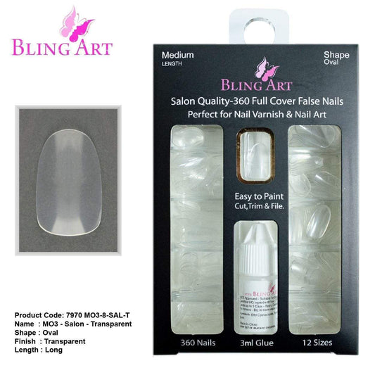 Bling Art 360 Oval Medium Transparent Acrylic Nails