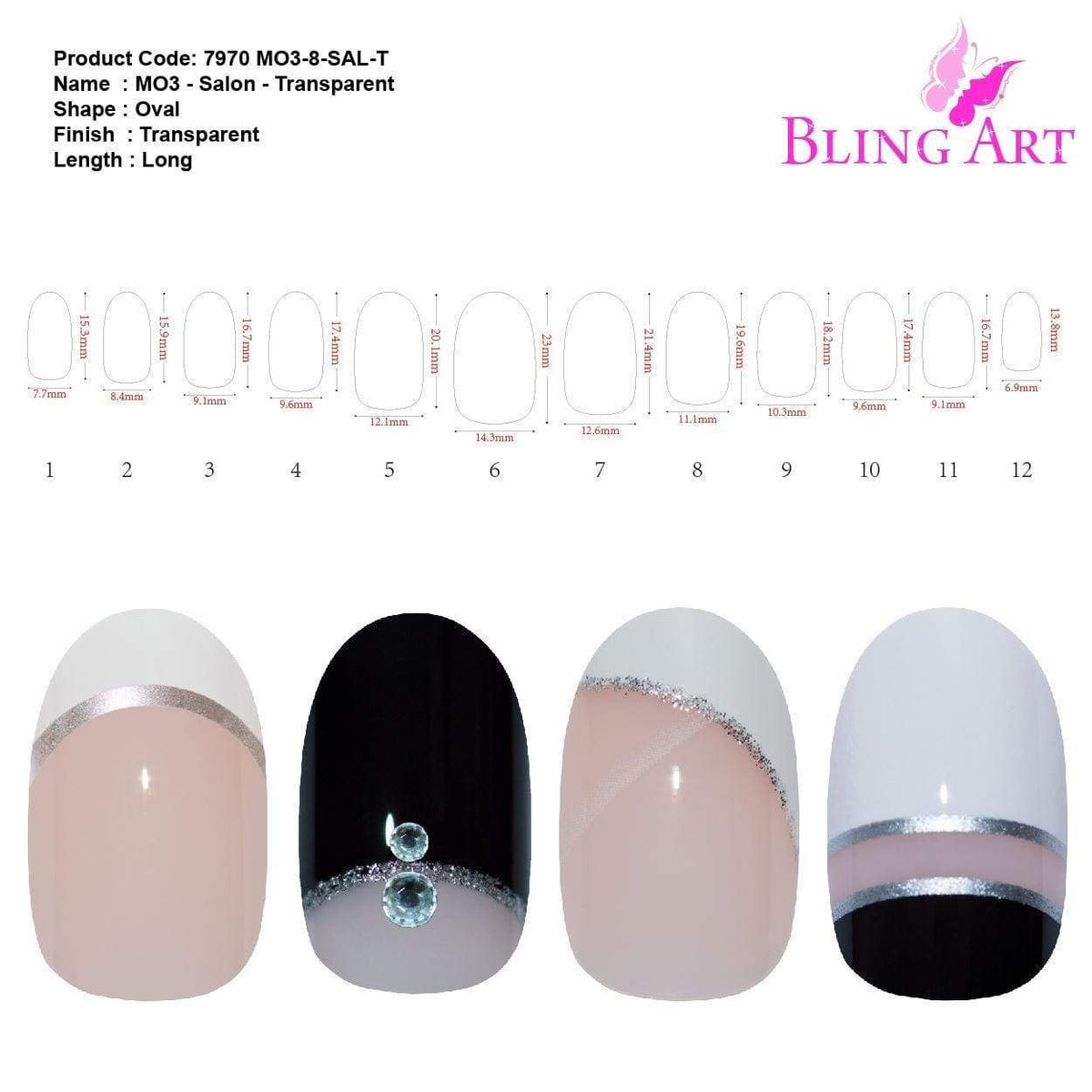 Bling Art 360 Oval Medium Transparent Acrylic Nails