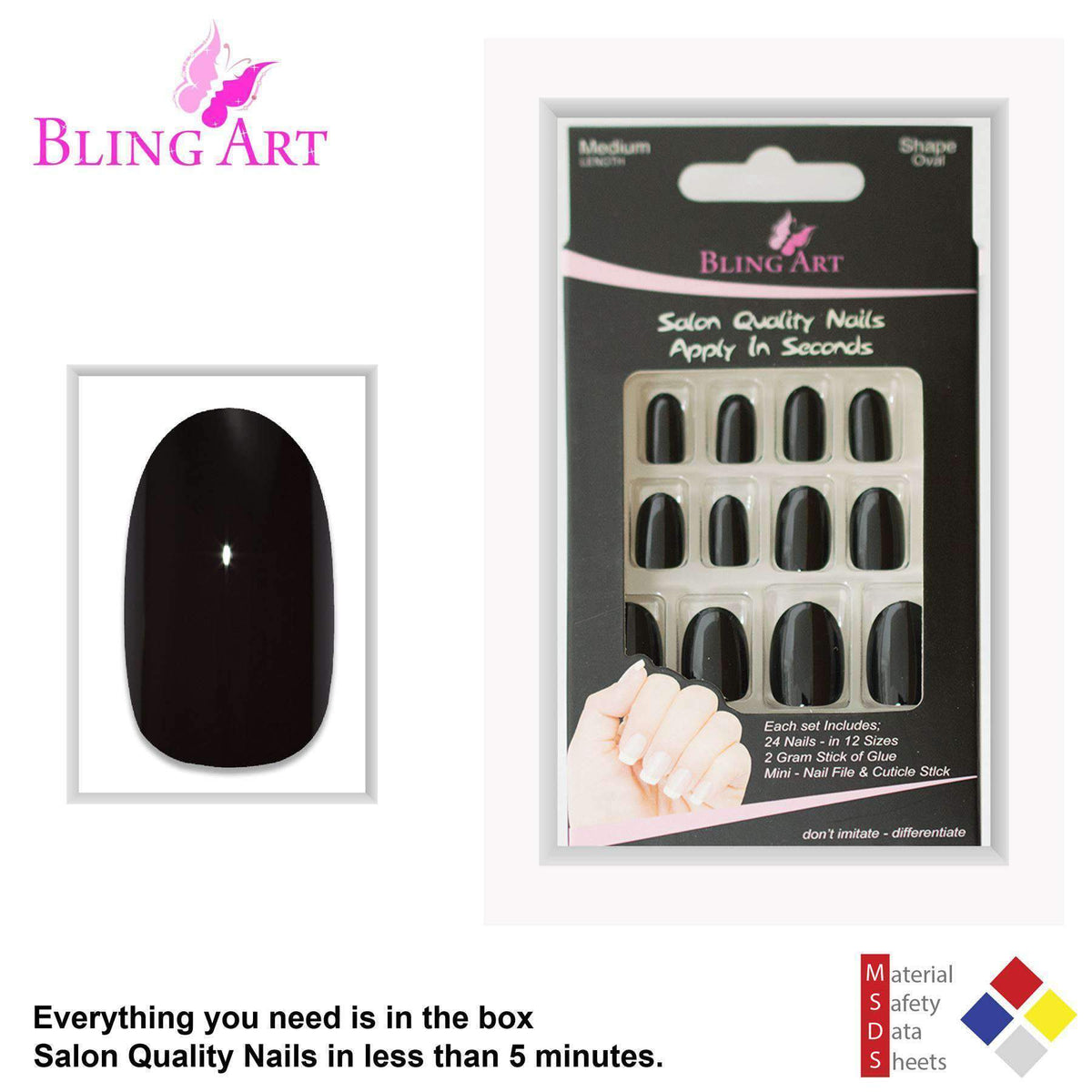 Bling Art 24 Acrylic Press-On Nail Set