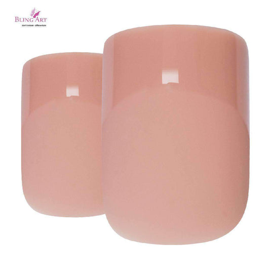 Bling Art Beige Matte French Squoval 24 Acrylic Press-On Nail Set