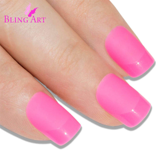 Bling Art Pink Matte Squoval 24 Acrylic Press-On Nail Set