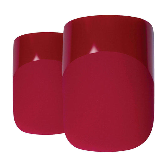 Bling Art Red Matte French Manicure Squoval 24 Acrylic Press-On Nail Set