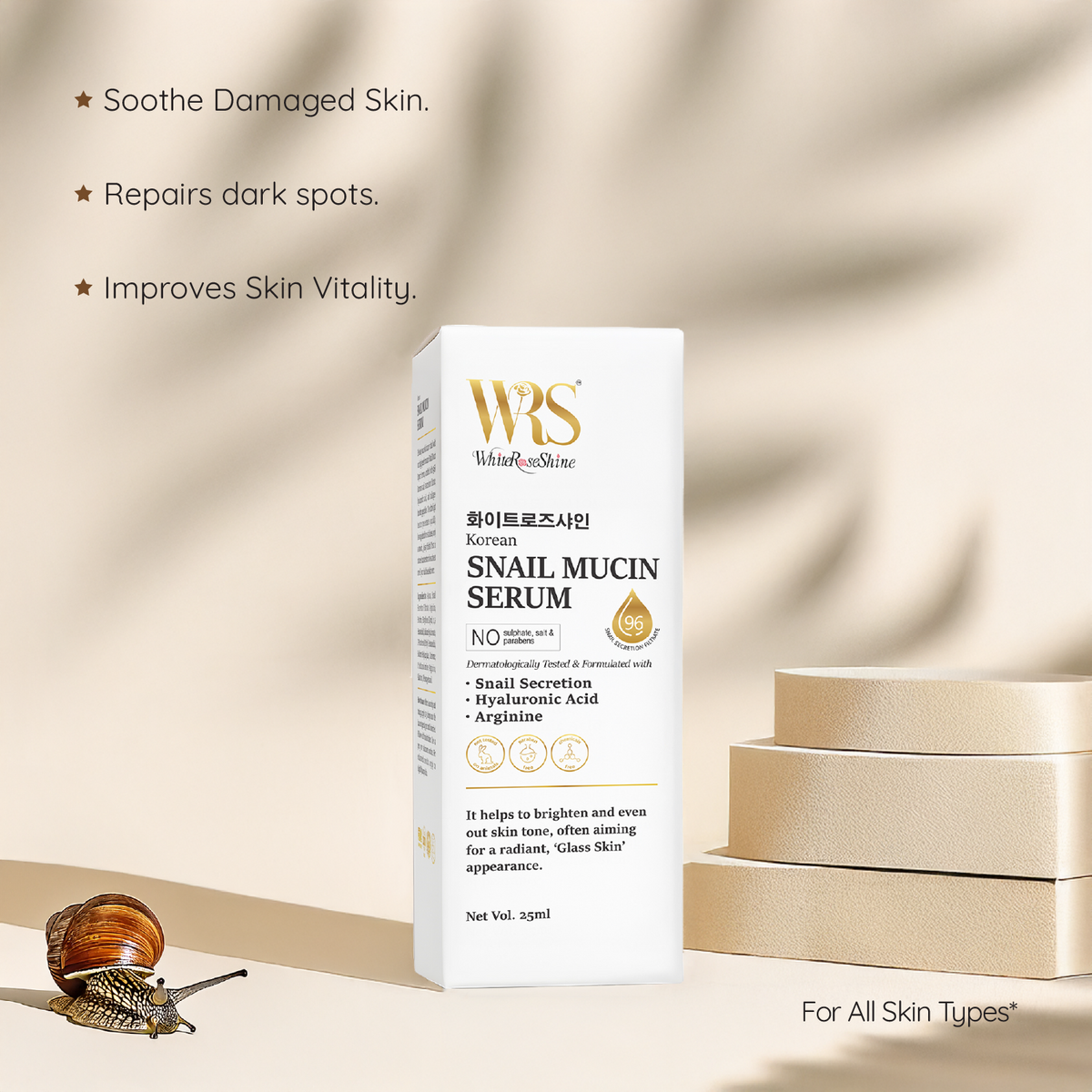 WhiteRoseShine Korean Snail Mucin Serum 25ml